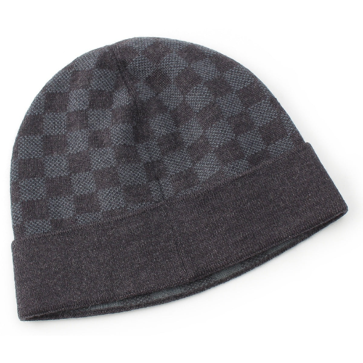 Louis Vuitton Damier Graphite Bonnet Petite Wool Knit Cap Beanie Hat Dark Grey