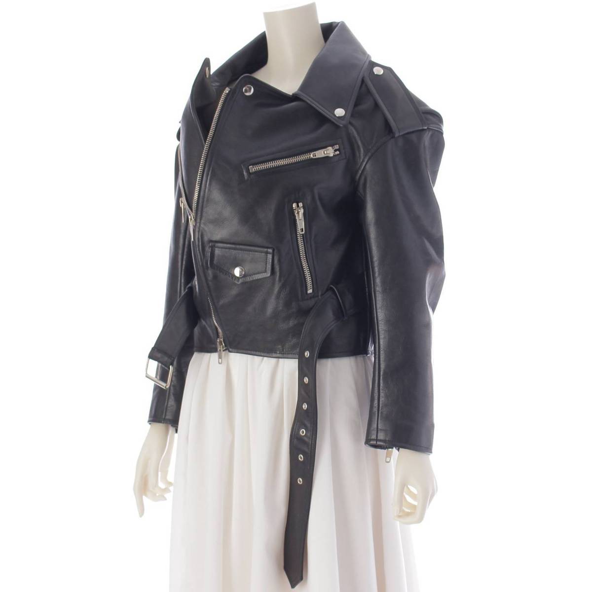 BALENCIAGA leather Swing Biker Double Riders jacket cowhide 446474 black 34