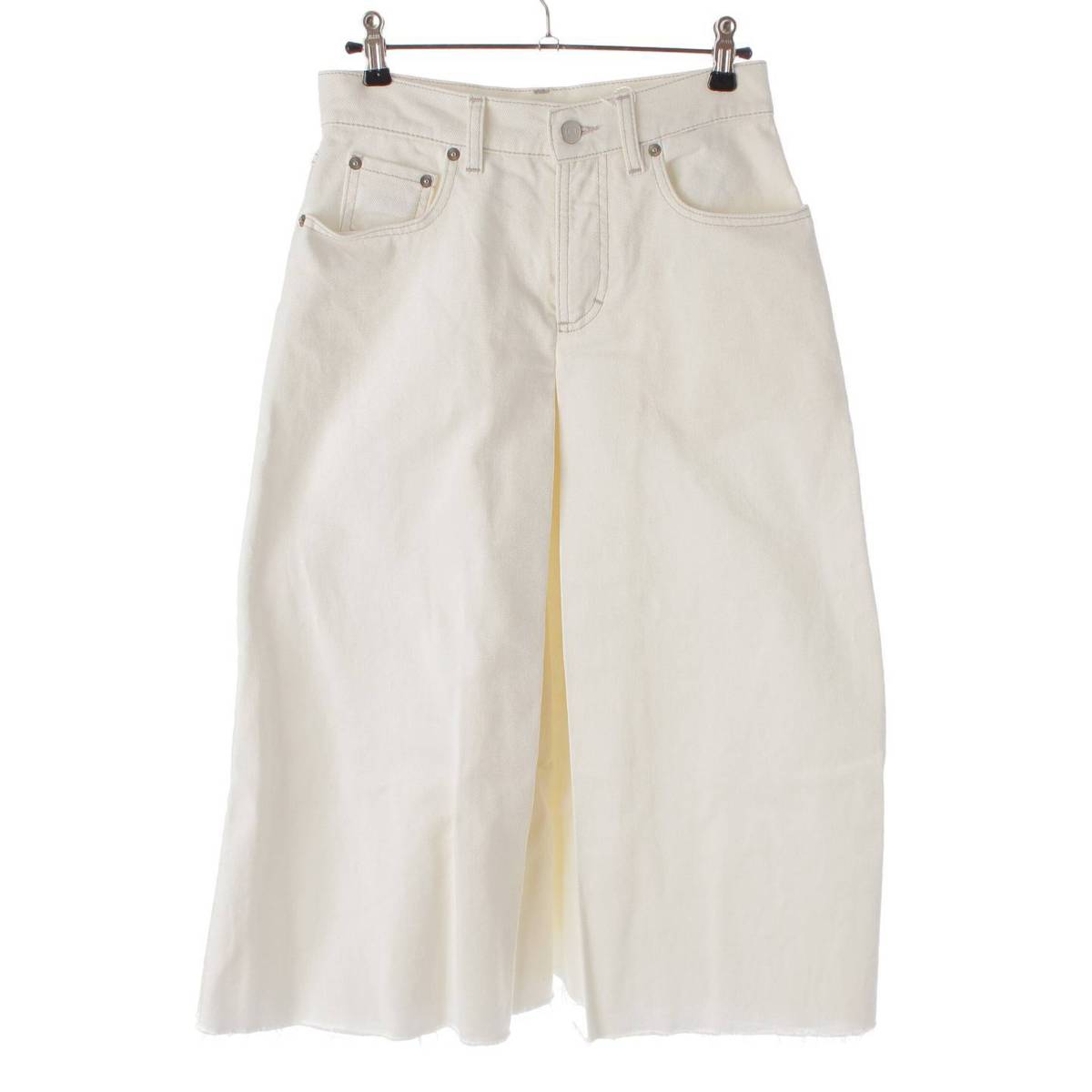 [Maison Margiela] Maison Margiela 21Stainless Steel Cotton Wide Culottes Denim Pants Cut-off Design White 36 [Used] [Authenticated and Guaranteed Authentic] 215106