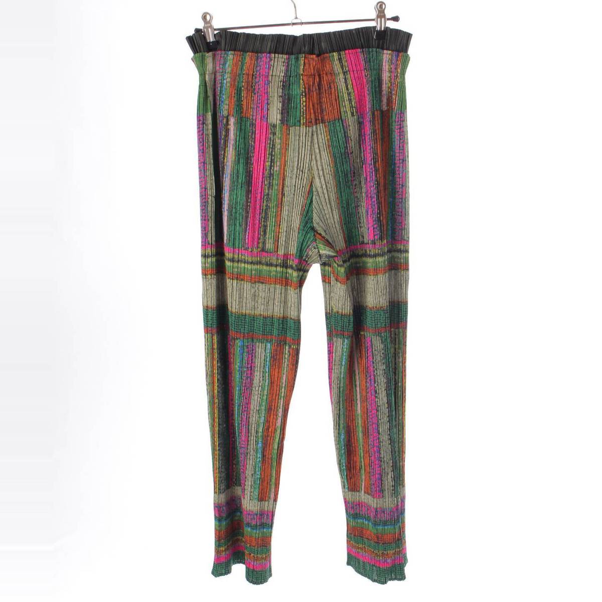 [Pleated Please Issey Miyake] PLEATS PLEASE ISSEY Easy Pants Pleated Trim All-Over Print Bottoms Slacks PP23-JF622 Multicolor 3 [Used] [Authenticated and Guaranteed Authentic] 215122