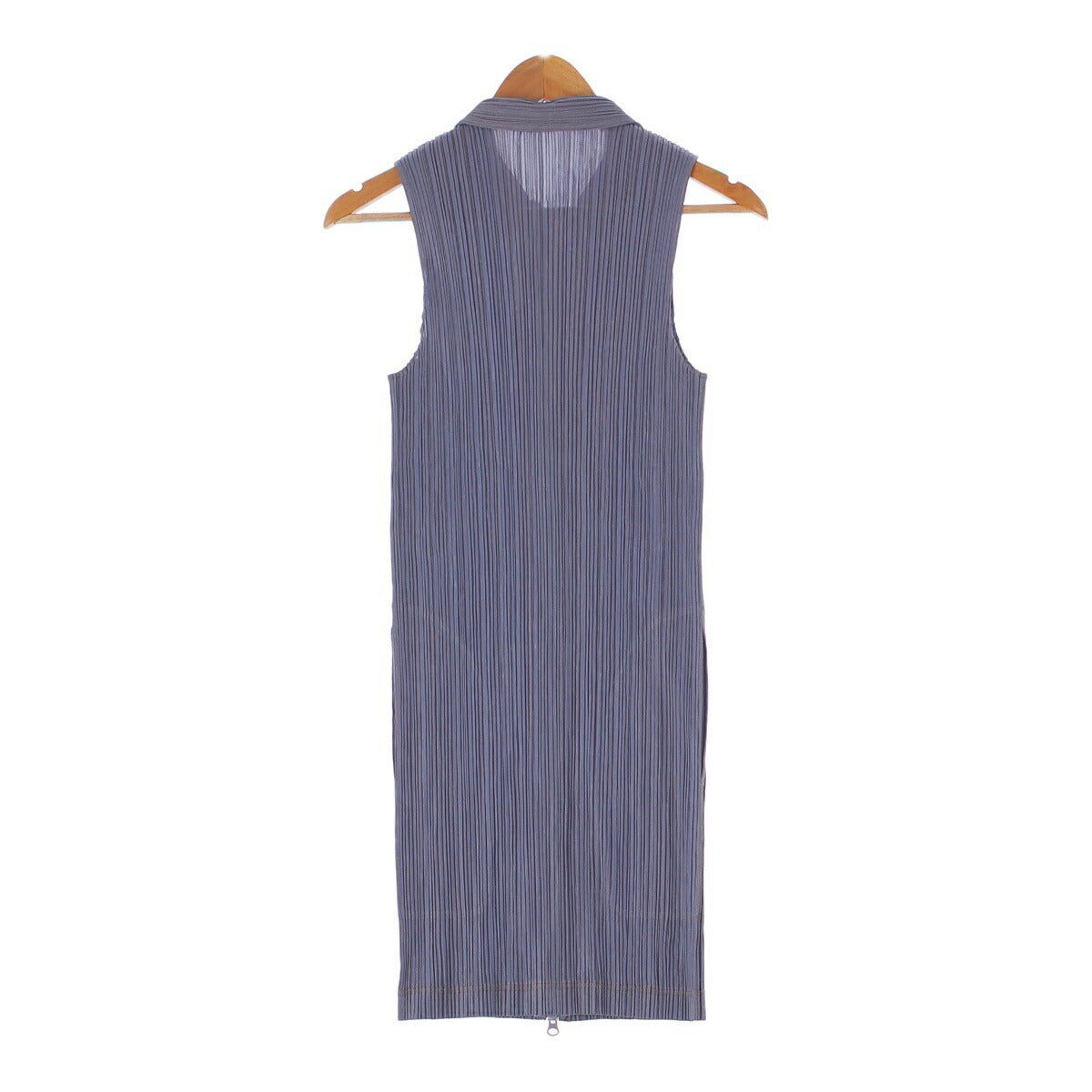 Pleated Please Issey Miyake Zip-up Sleeveless Dress PP14-JH574 Gray 4 [Used] [Authentic Product Guaranteed]