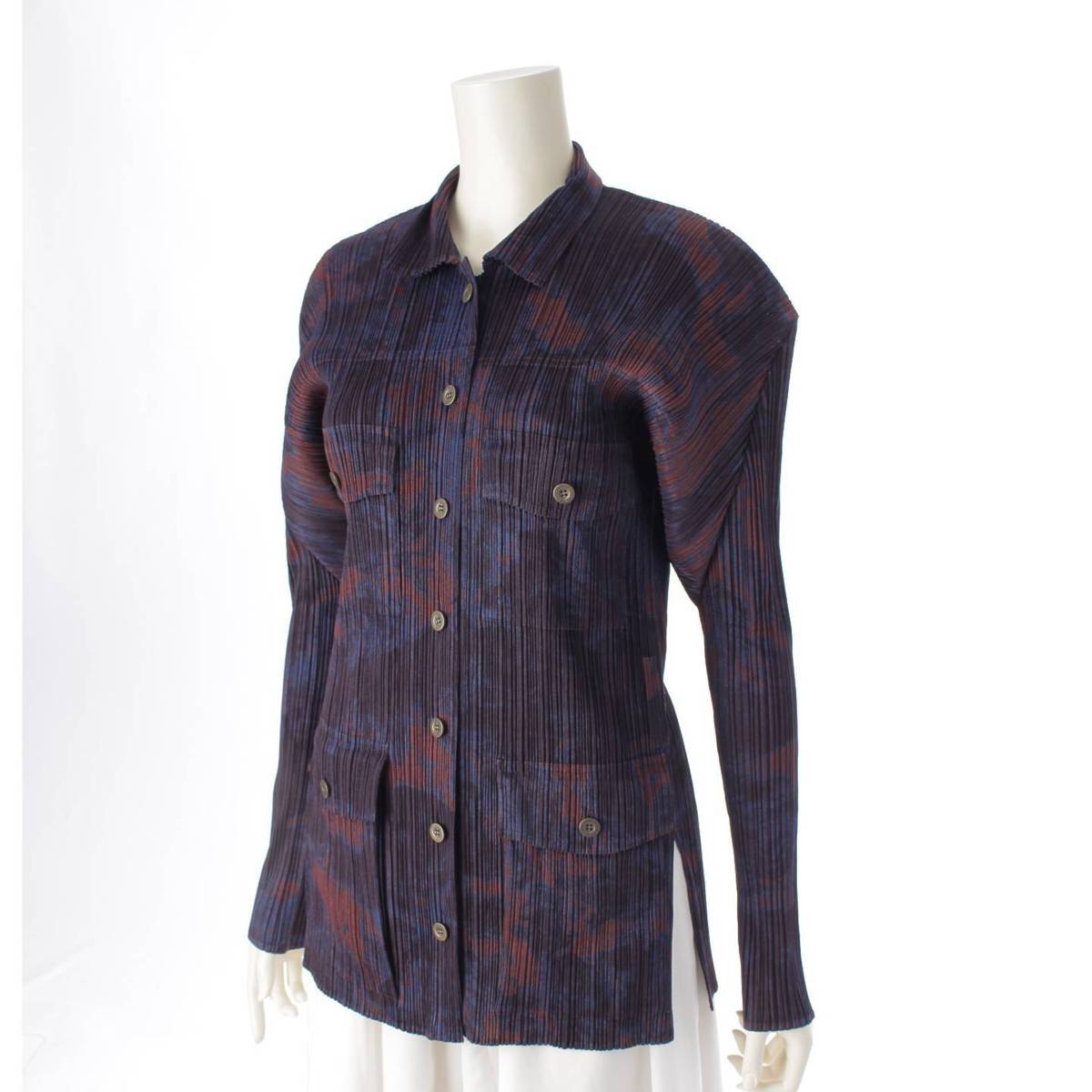 [Pleated Please Issey Miyake] PLEATS PLEASE ISSEY Marble design jacket, shirt, top, PP94-JD593, multicolor, 3 [Used] [Authenticated and genuine product guaranteed] 215127