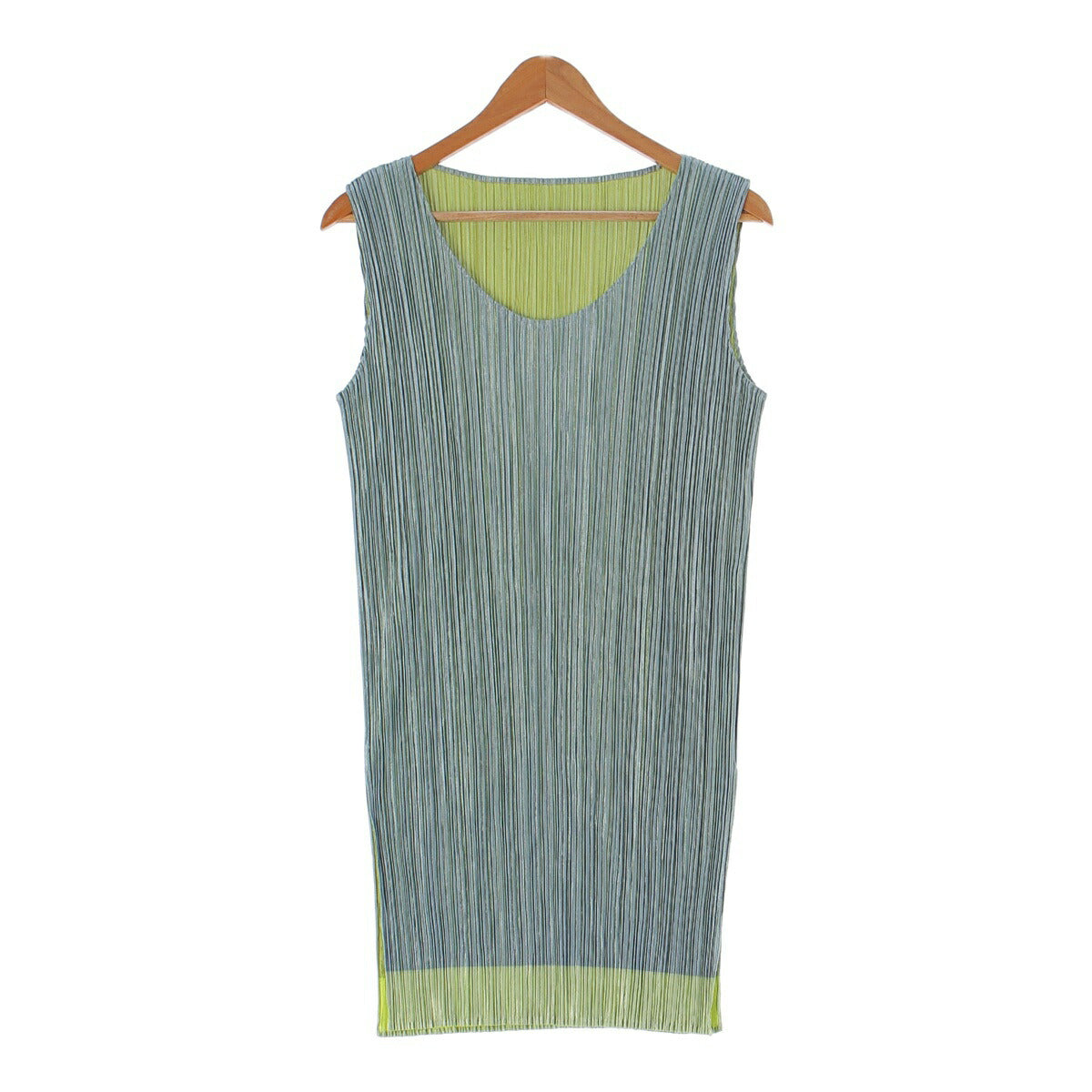 Pleated Please Issey Miyake Two-tone Design Sleeveless Dress PP12-JK112 Light Green 3 [Used] [Authentic Product Guaranteed]