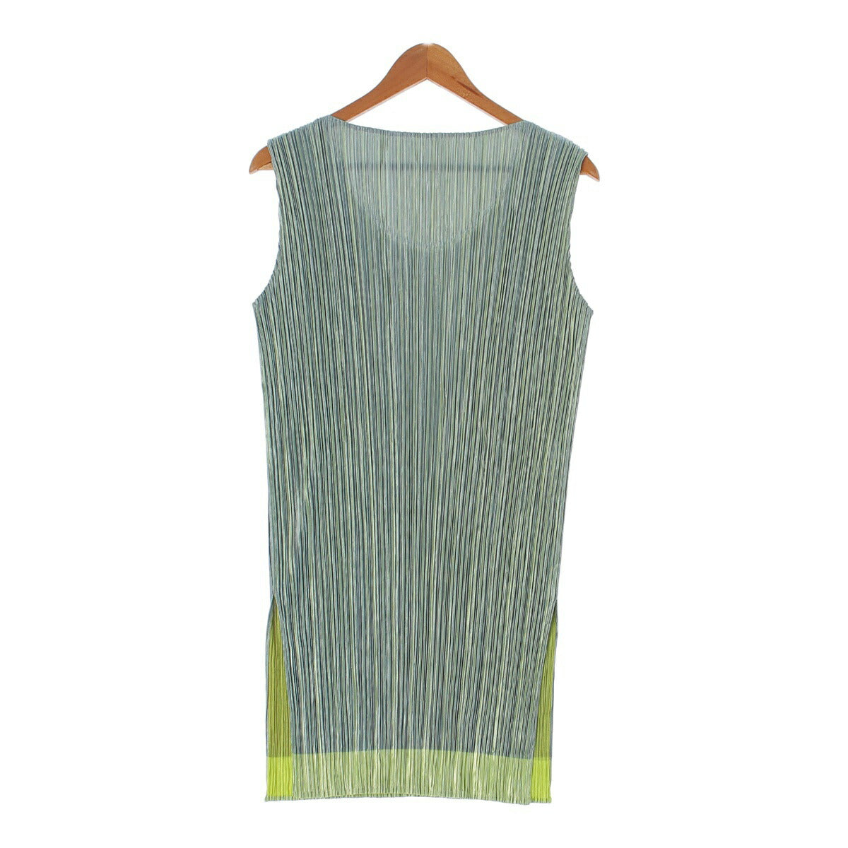 Pleated Please Issey Miyake Two-tone Design Sleeveless Dress PP12-JK112 Light Green 3 [Used] [Authentic Product Guaranteed]