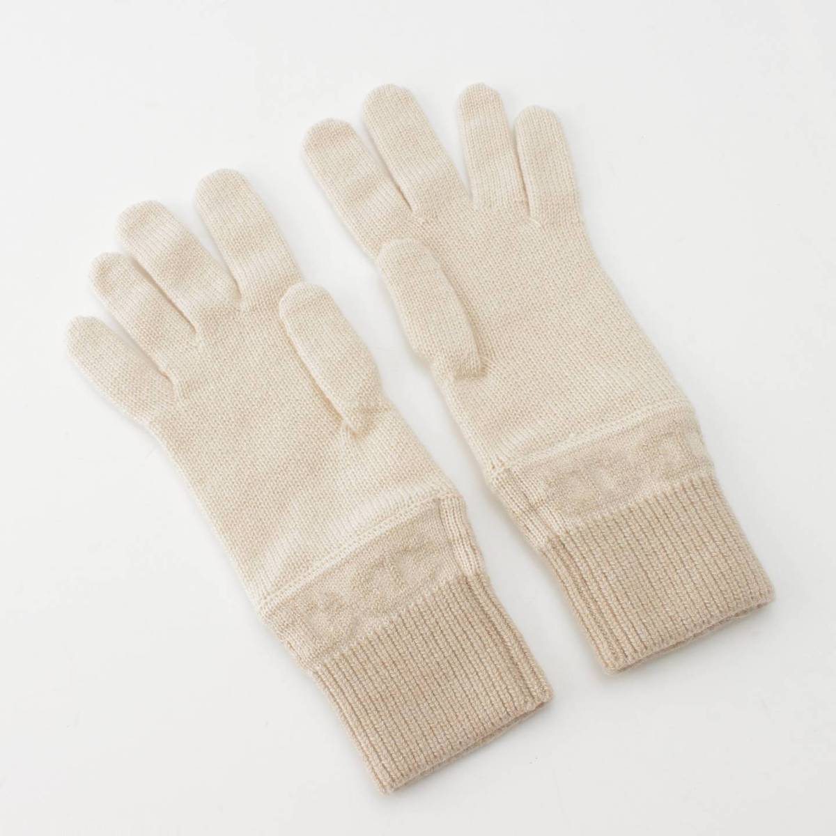 [Hermes] Hermes Heaven Cashmere Gloves Chaine d'Ancre Ivory S [Used] [Authenticated and Guaranteed Authentic] 215166