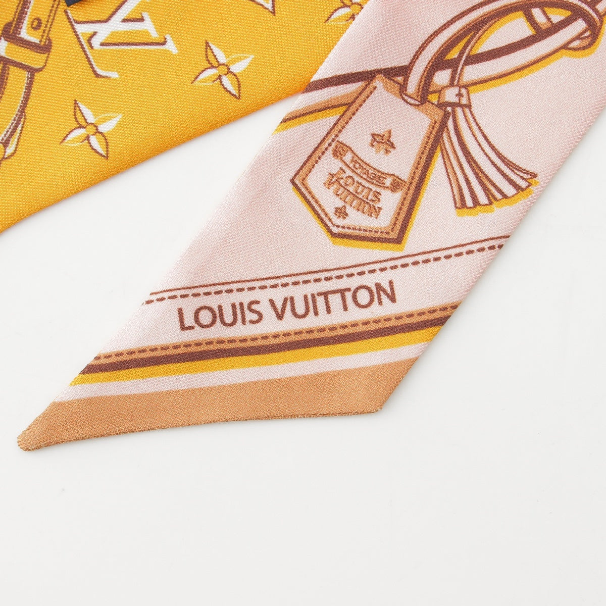 Louis Vuitton Logo Monogram Bandeau Silk Scarf Pink x Orange