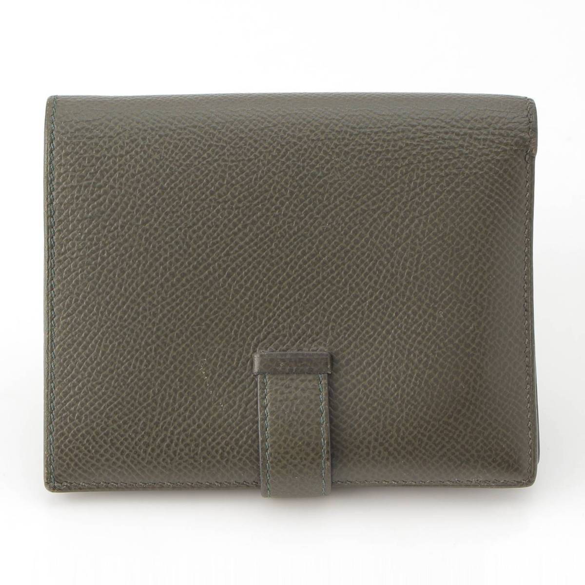 [Hermes] Hermes Z engraved Bearn Compact Epsom Wallet Bifold Wallet Vert Gris [Used] [Authenticated and genuine product guaranteed] 215225