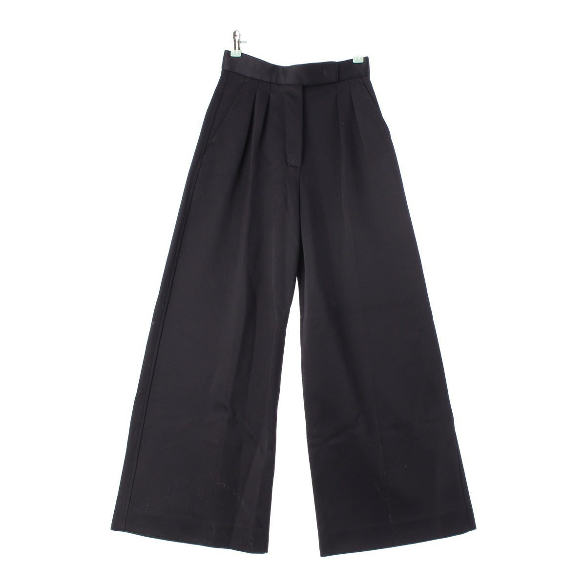 MAX MARA 24Stainless Steel Nylon cotton Scuba Jersey Zipper Fly Flare Wide Pants Bottoms 2411781021 black 38