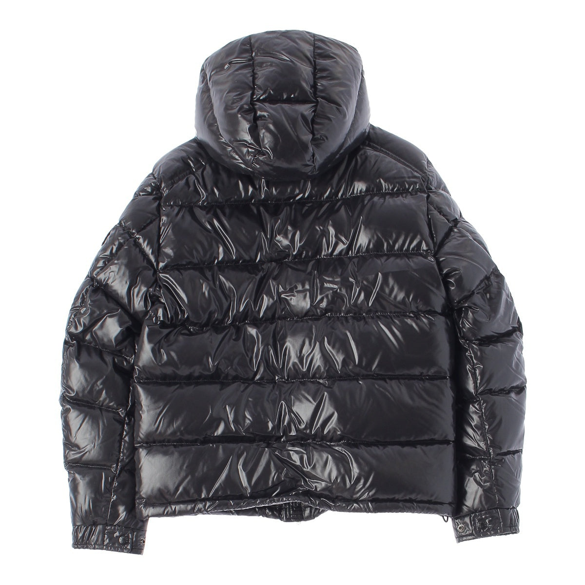 Moncler MAYA nylon patch hood long sleeve down jacket black RN116347 2