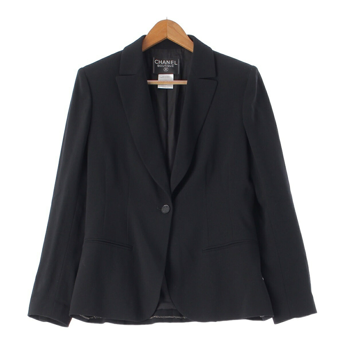 Chanel 98P 1B Wool Tailored Jacket COCO Mark Numbering Buttons P11095 Black 42 [Used] [Authentic Guaranteed]