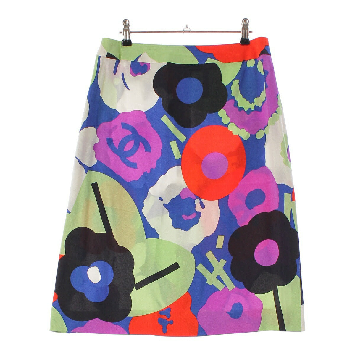 Chanel 00T COCO Mark Floral Silk Knee-Length Skirt P15393 Multicolor 40 [Used] [Authentic Product Guaranteed]