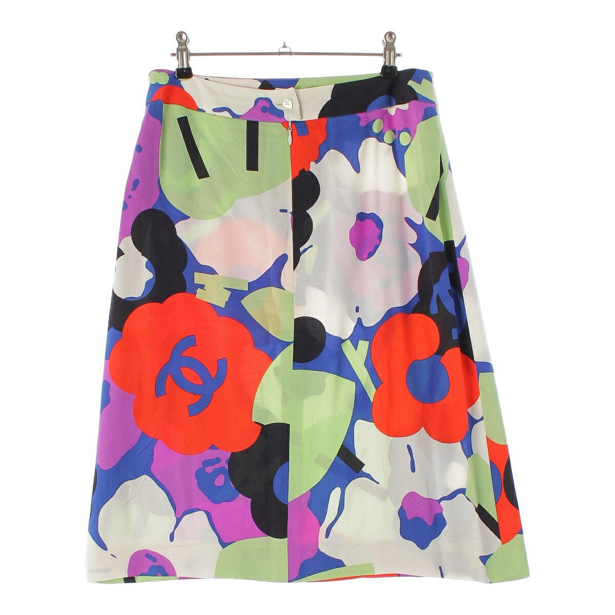 Chanel 00T COCO Mark Floral Silk Knee-Length Skirt P15393 Multicolor 40 [Used] [Authentic Product Guaranteed]