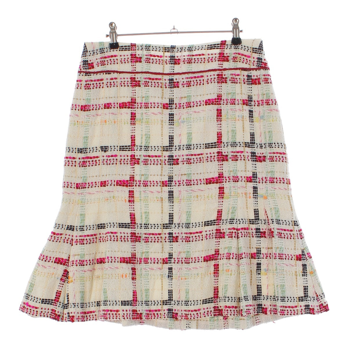 Chanel 04P Tweed Skirt Flare Skirt P23306 Off-White Multicolor 40