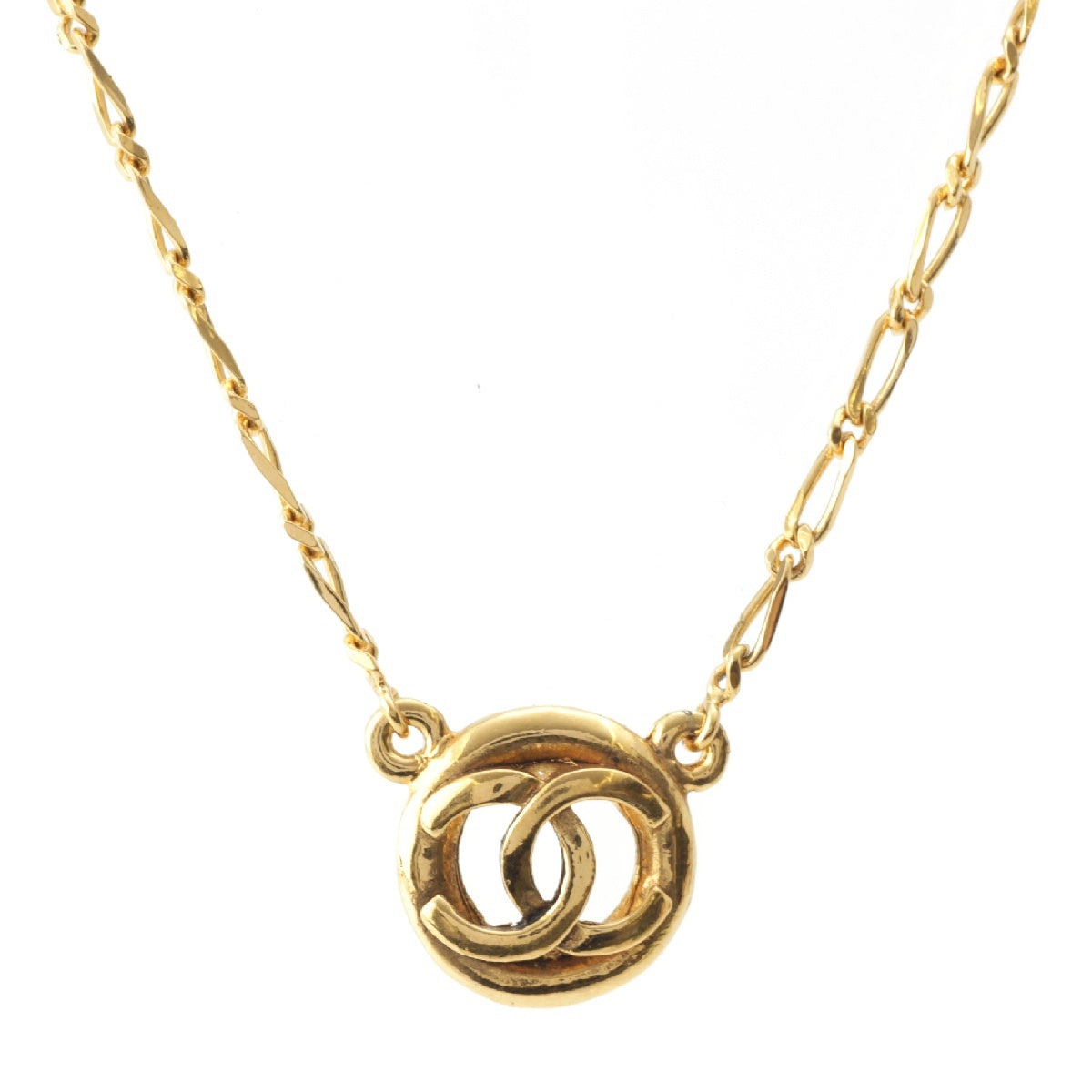 CHANEL 1983 Vintage COCO Mark Circle Chain Necklace Pendant accessories gold