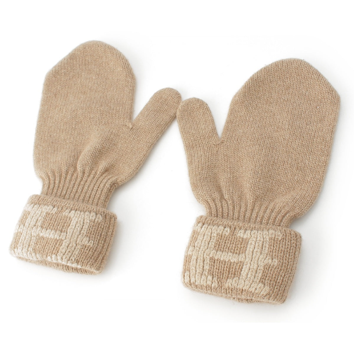 Hermes Gloves Mittens H Logo Cashmere Beige ME