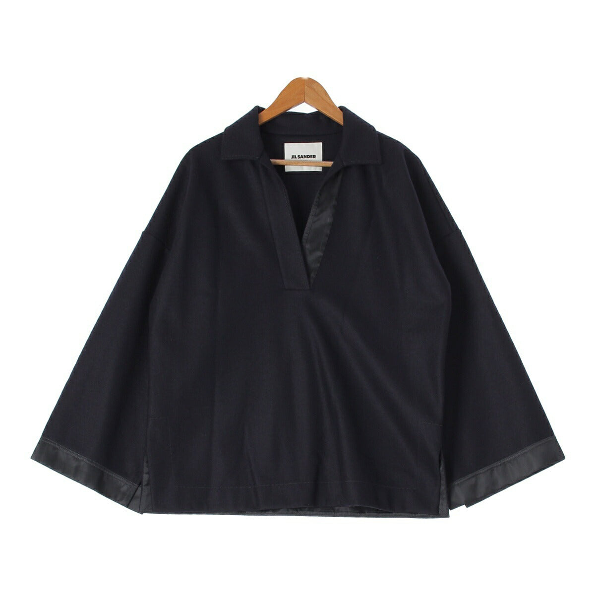 Jil Sander Wool Skipper Pullover Shirt Top Navy Size 34 [Used] [Authentic Guaranteed]