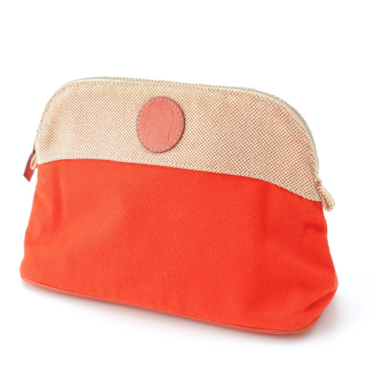 HERMES Bolide pouch MM25 Toile H Officier Samarkand Bicolor Cosmetics Pouch accessory case MM25 Terracotta Beige Orange