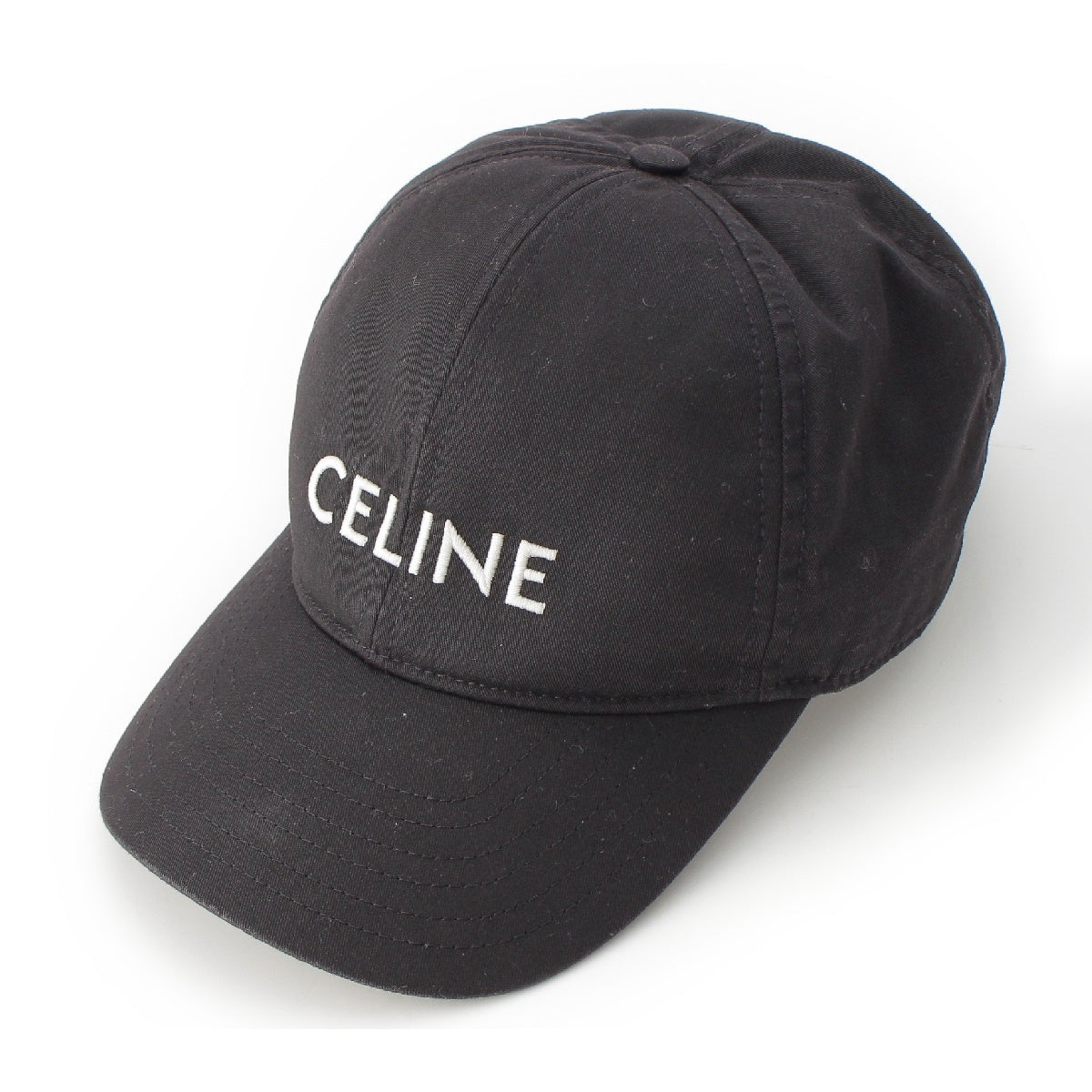 Celine Men's Logo Embroidered Baseball Cap Hat Black White