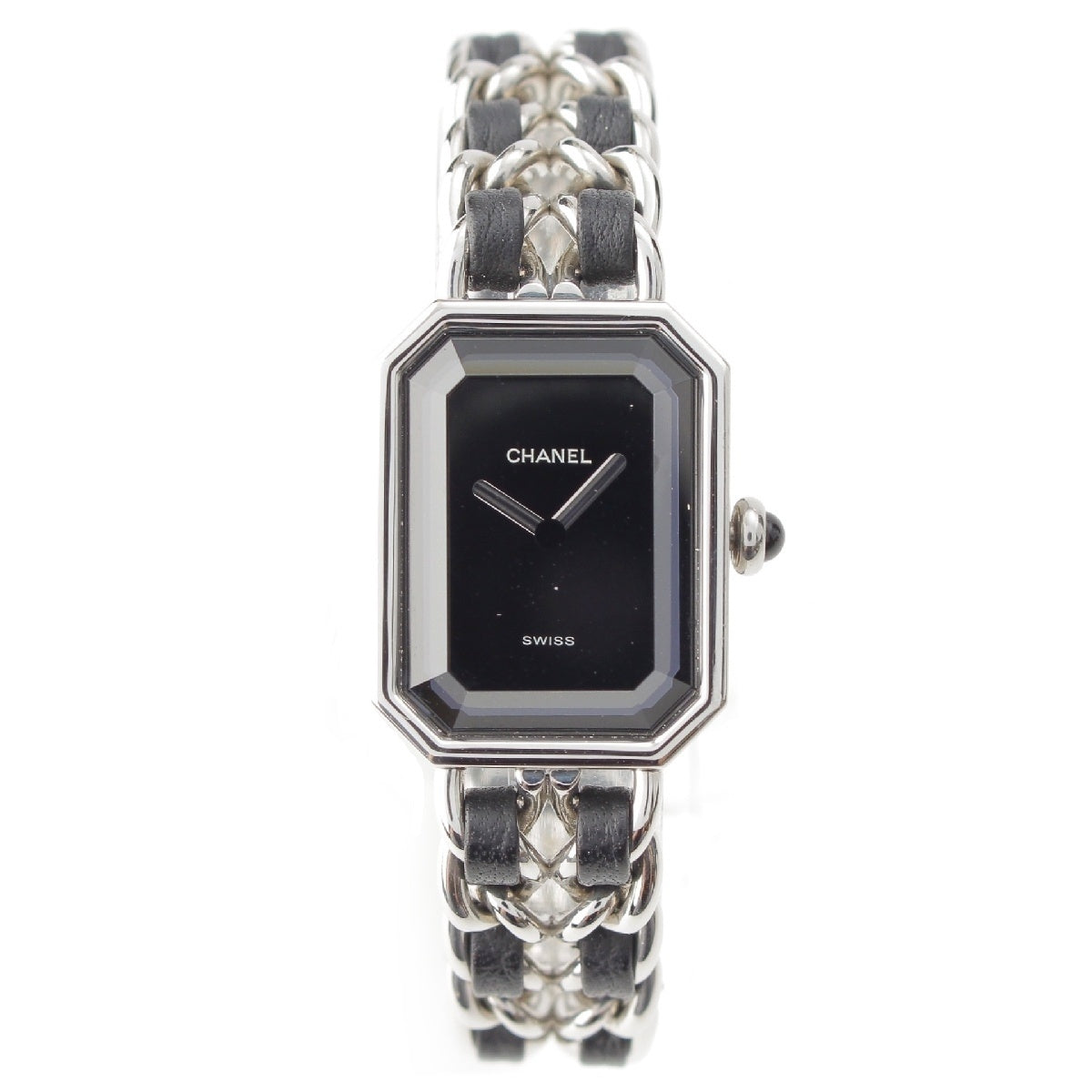 Chanel Premiere Chain L size H0451 Black dial Wristwatch Silver x Black