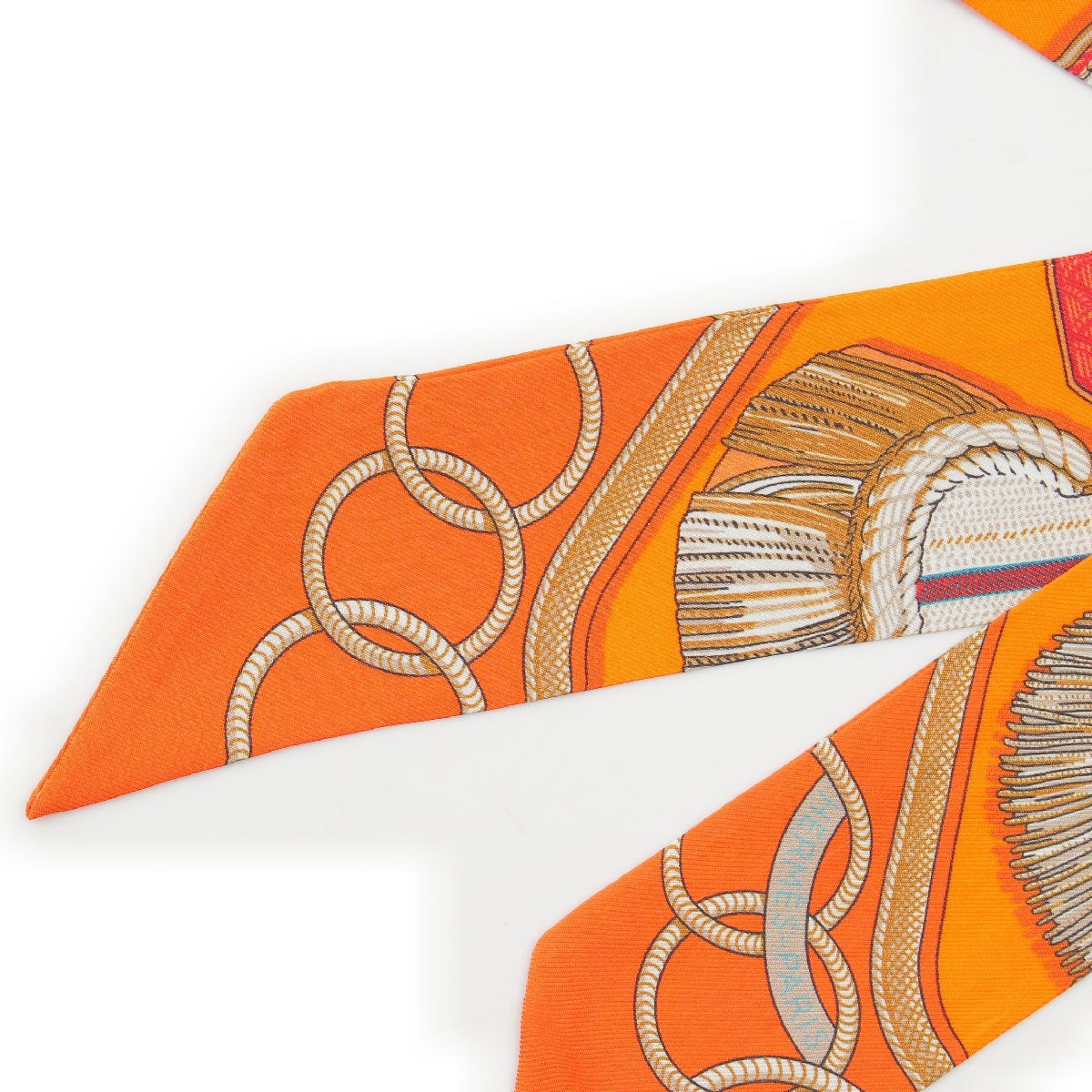 Hermes Twilly Silk Scarf Stole Shawl Orange Blue Multicolor