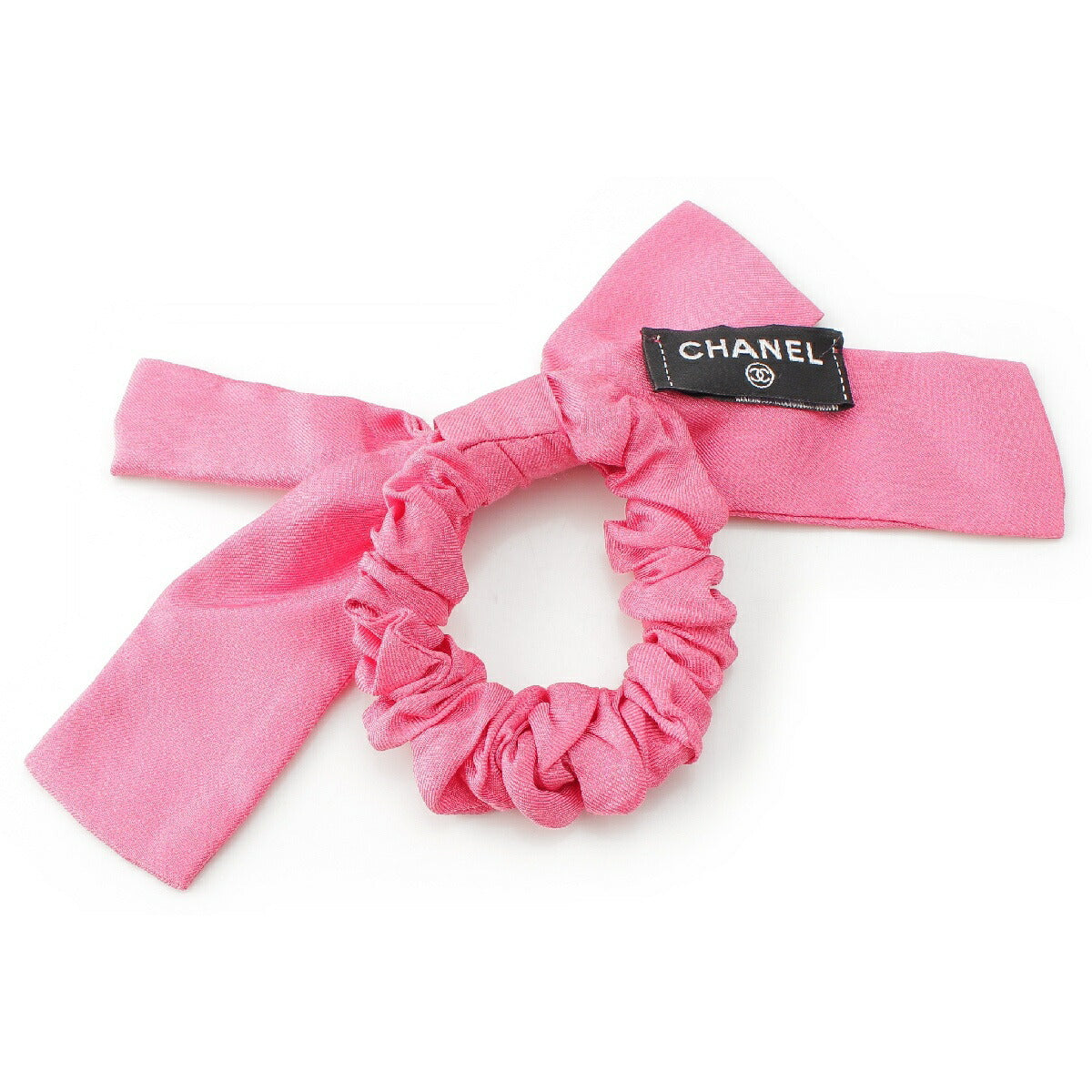 Chanel 23S Logo Ribbon Silk Scrunchie Hair Accessory AA9064 Pink