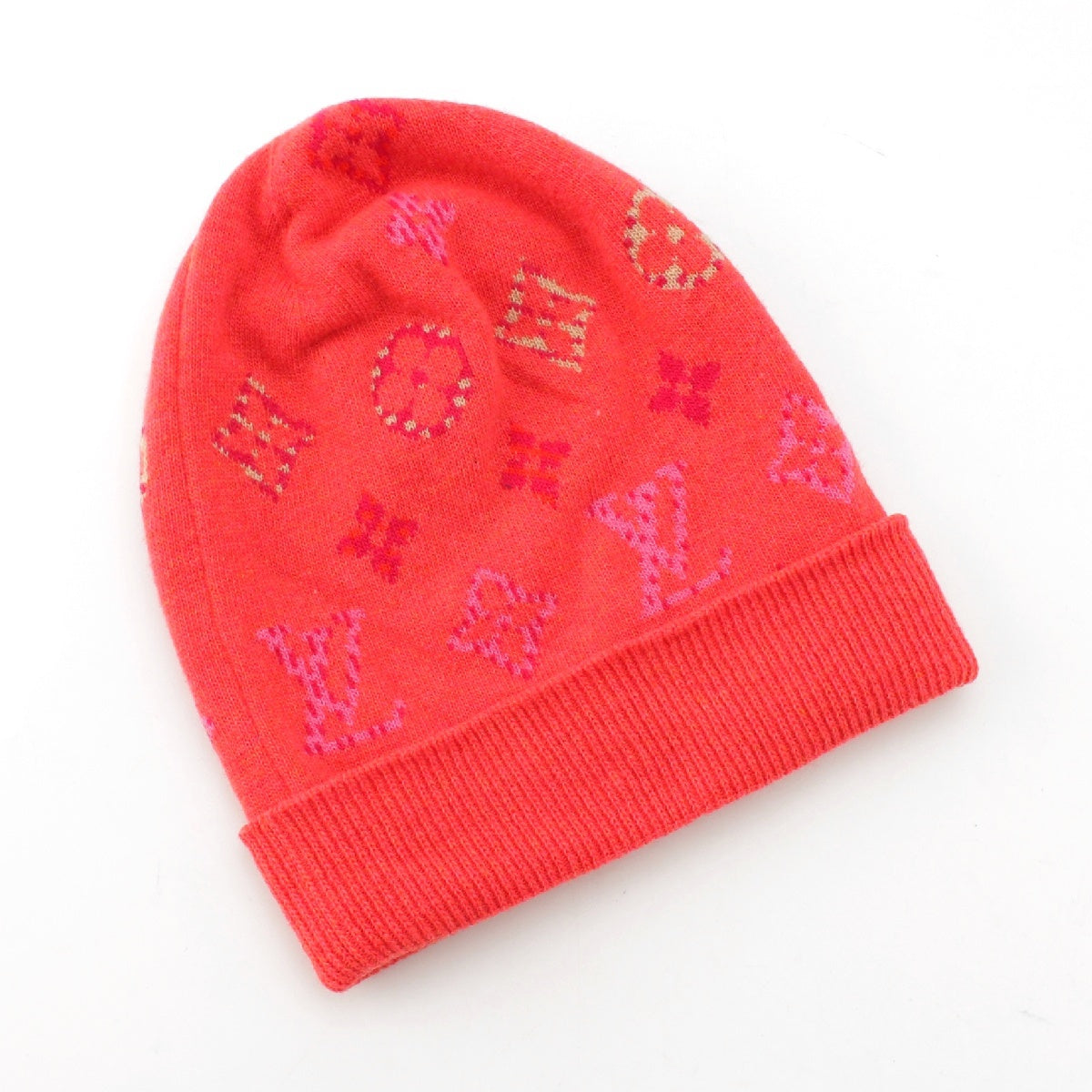 LOUIS VUITTON Monogram Bonepop wool cashmere Knit cap Hat beanie M70843 pink