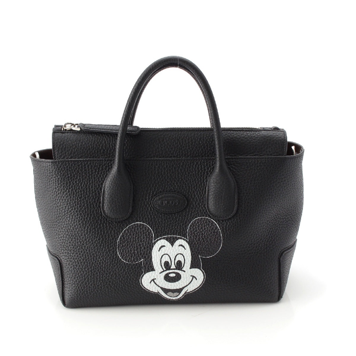 TOD’S × Disney Calf leather Mickey Mouse 2way Shoulder Handbag black