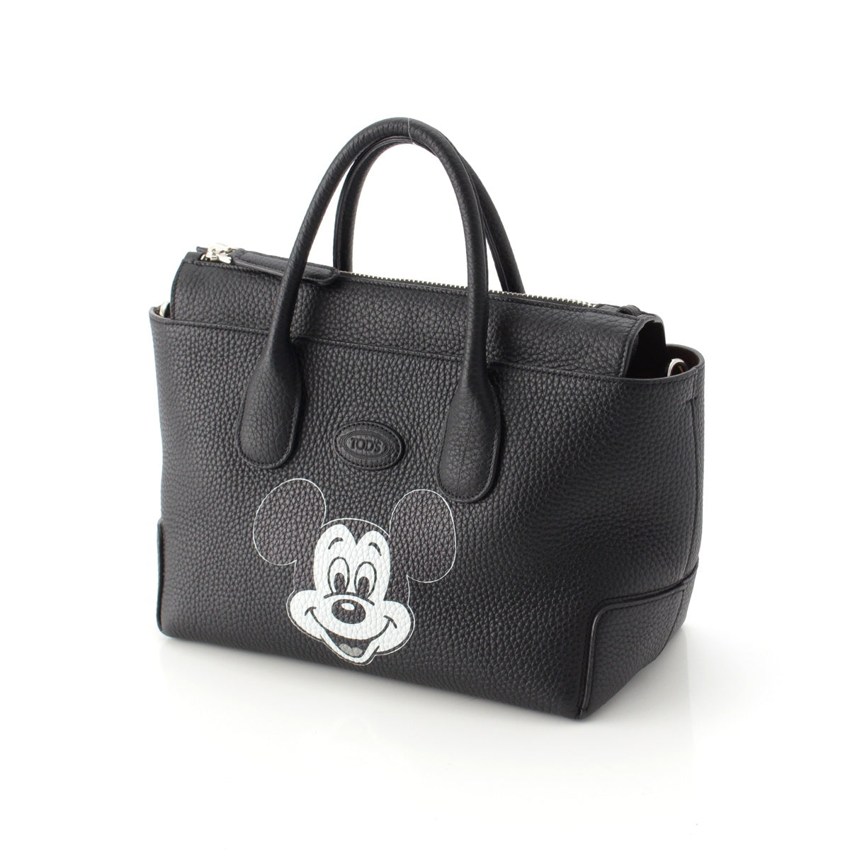 TOD’S × Disney Calf leather Mickey Mouse 2way Shoulder Handbag black