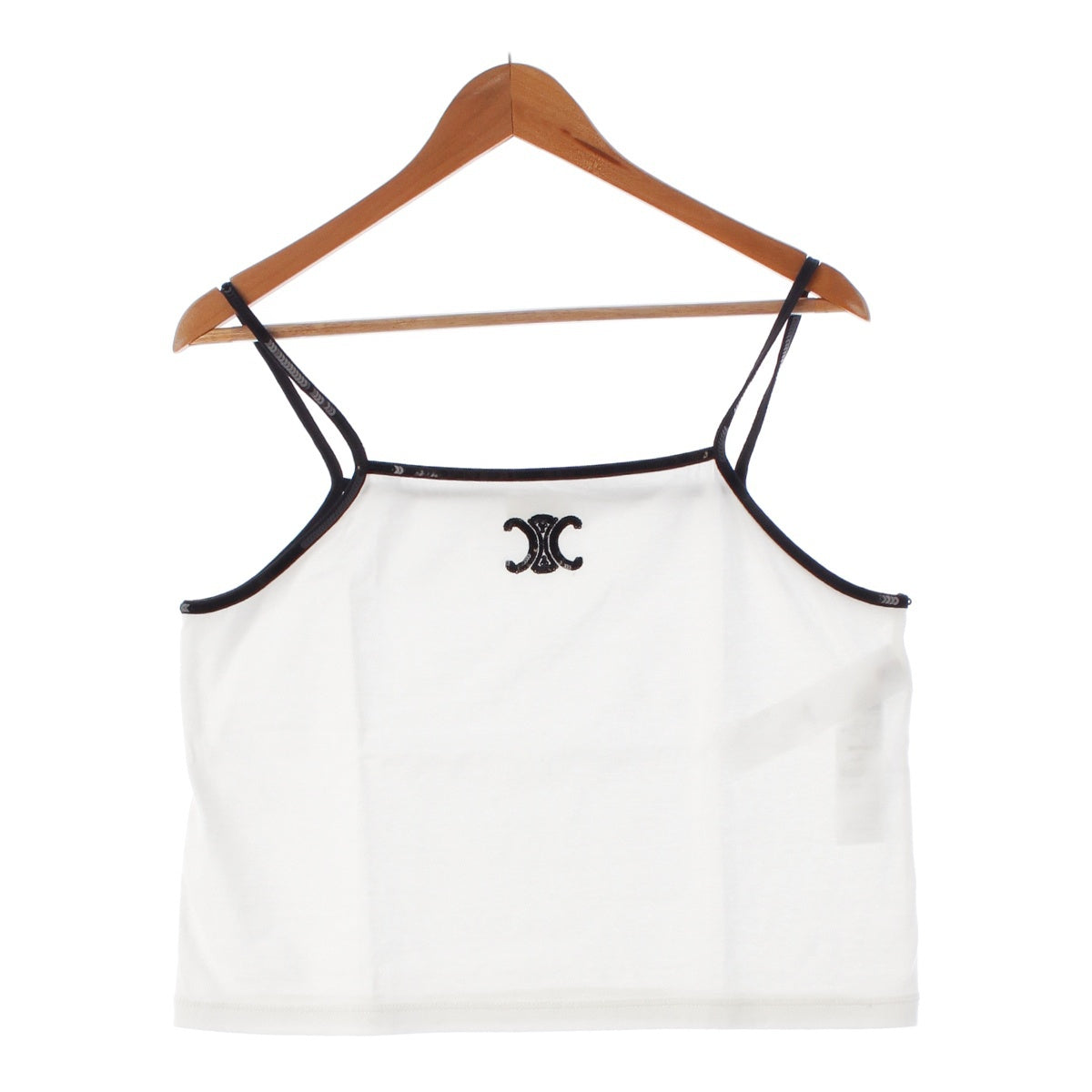 CELINE Embroidered Triomphe Sequin Cropped camisole tops 2X53F671Q white XL