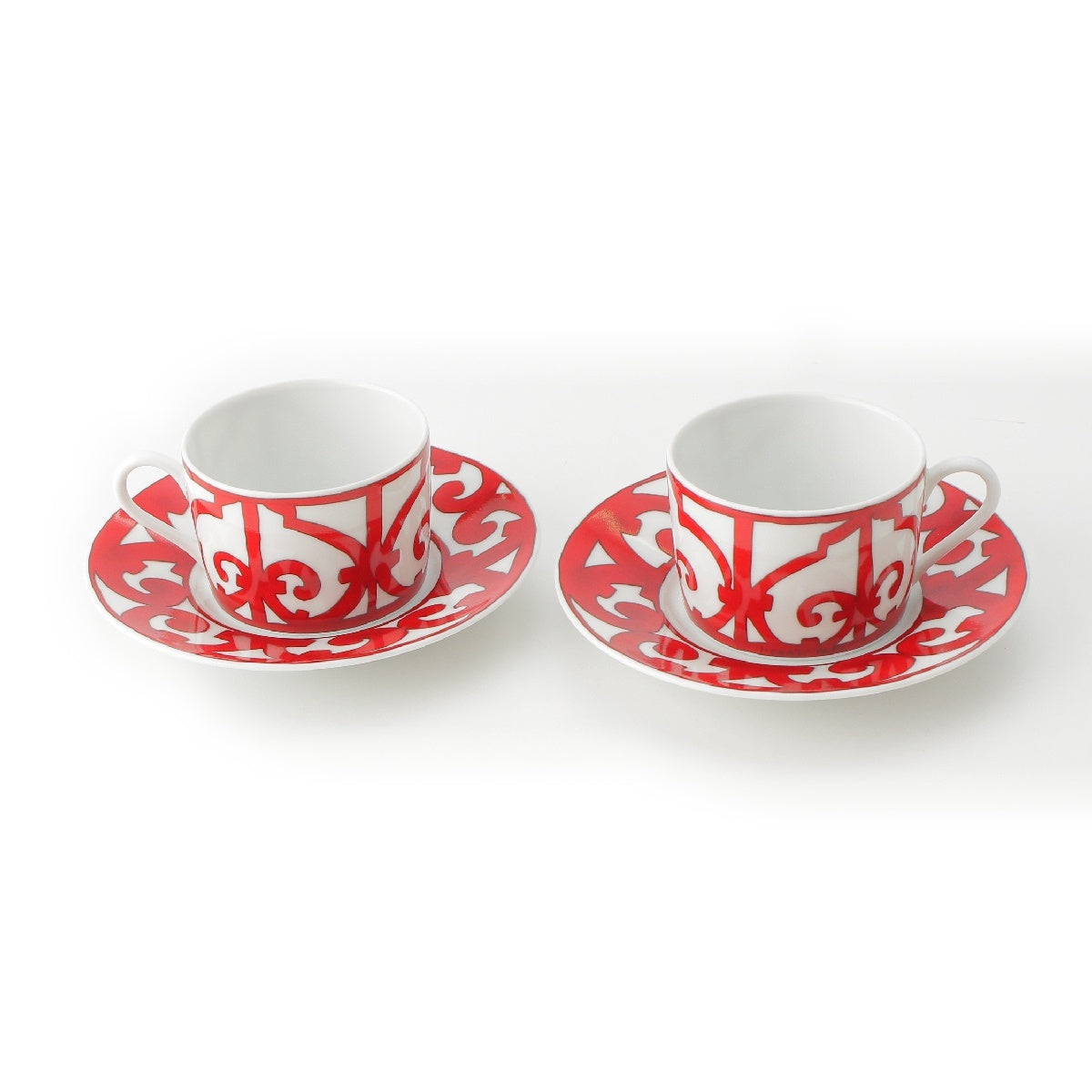 Hermes Gadalquivir Cup & Saucer Set of 2 Tableware 011016P2 Red x White