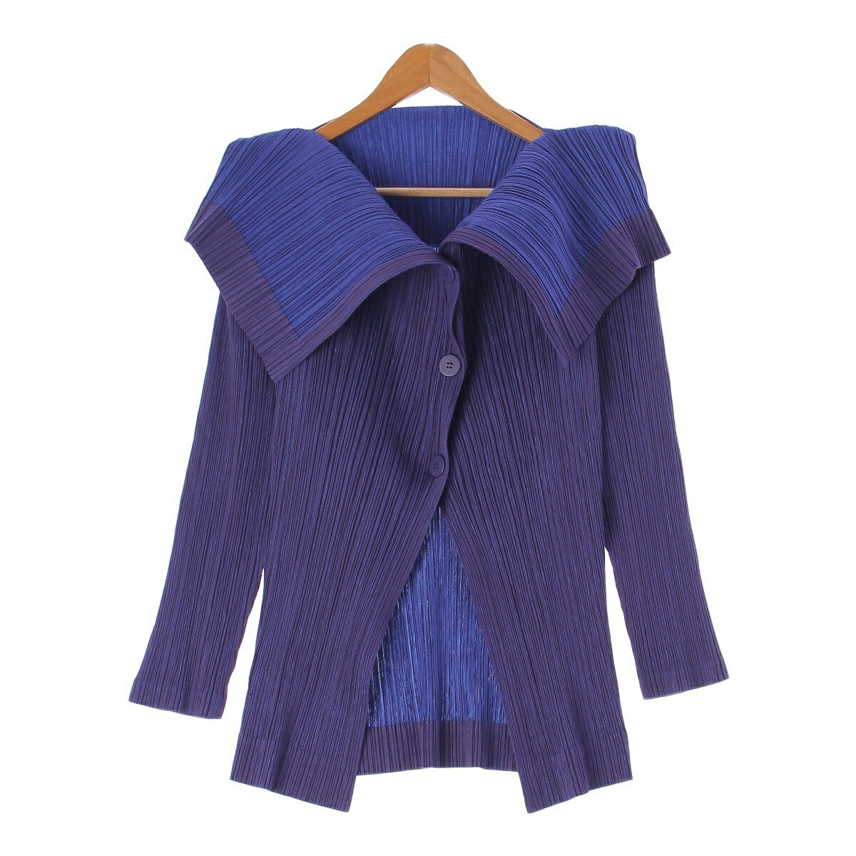 Pleated Please Issey Miyake Collar Deformed Pleated Jacket Cardigan PP63-JD465 Blue x Purple 4 [Used] [Authentic Product Guaranteed]