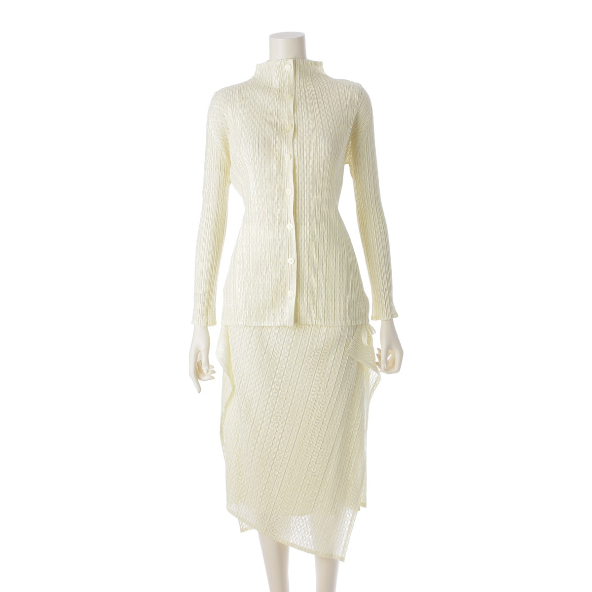 Pleated Please Issey Miyake Check Layered Wrap Skirt Top Cut and Sewn PP91-JJ617 PP91-JG613 Yellow