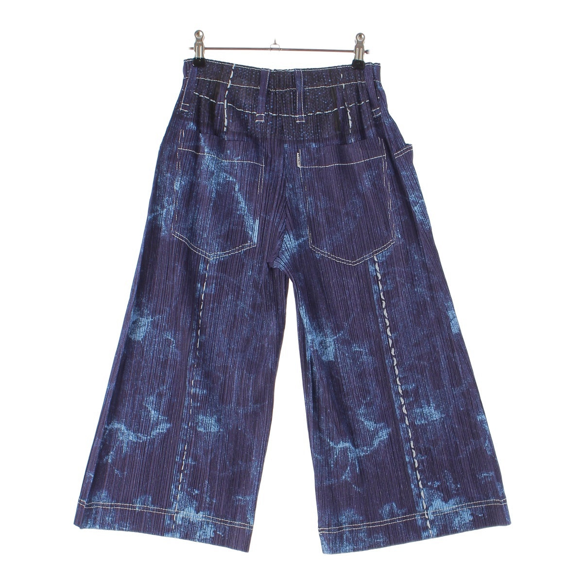 Pleated Please Issey Miyake Denim Transfer Tie-dye Shorts PP21-JF721 Blue 3