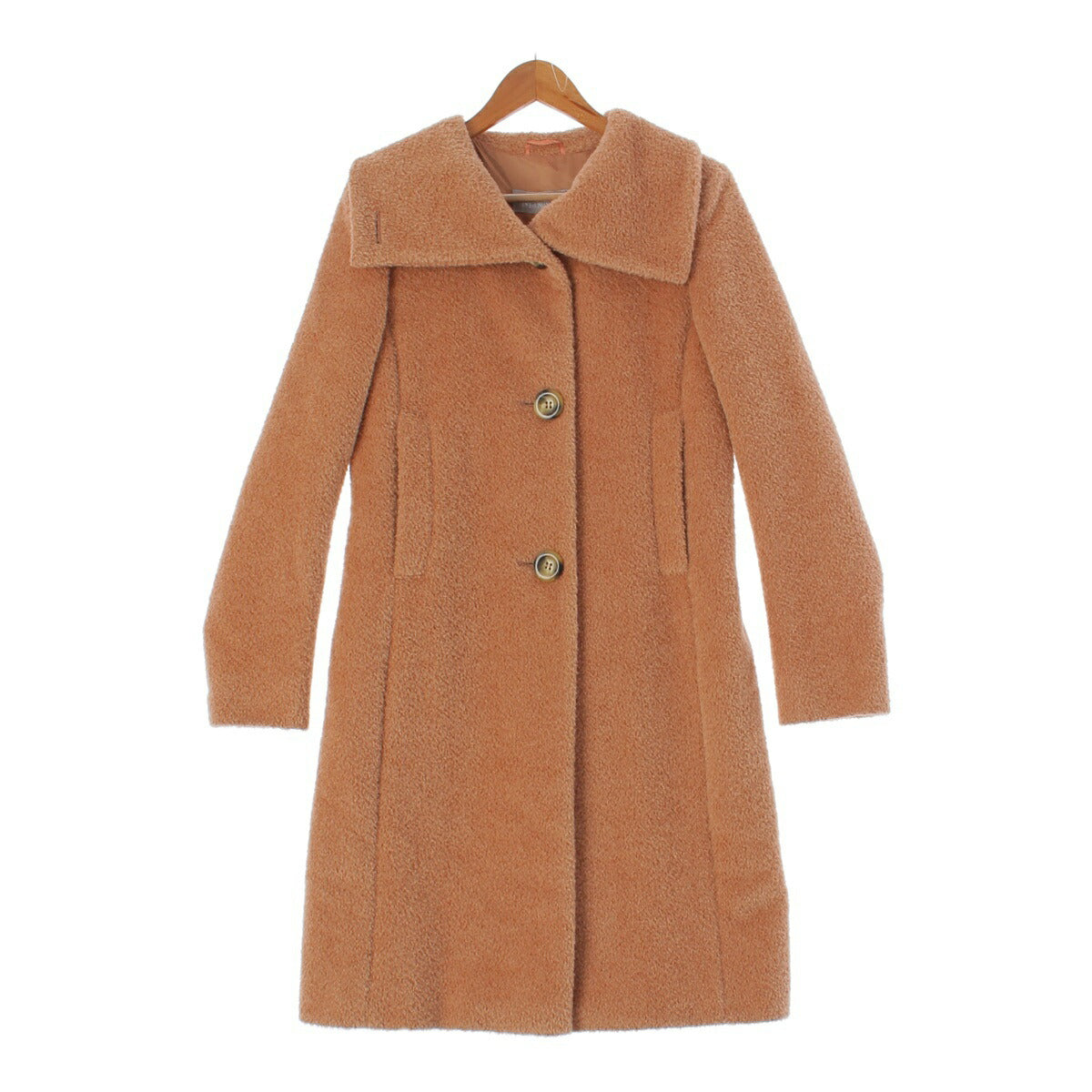 Max Mara OTS Alpaca x Virgin Wool Teddy Coat Outerwear Beige Size 40 [Used] [Authentic Product Guaranteed]