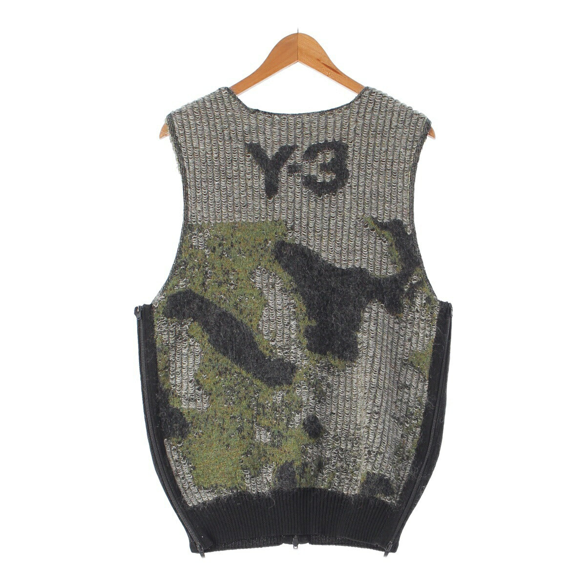 Y3 Yohji Yamamoto Adidas Collaboration Men's Camouflage Knit Vest Khaki XS [Used] [Authentic Guaranteed]