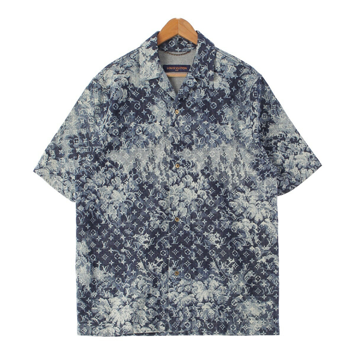 Louis Vuitton 21Stainless Steel Men's Monogram Hawaiian Tapestry Cotton Short Sleeve Shirt Indigo M [Used] [Authentic Guaranteed]