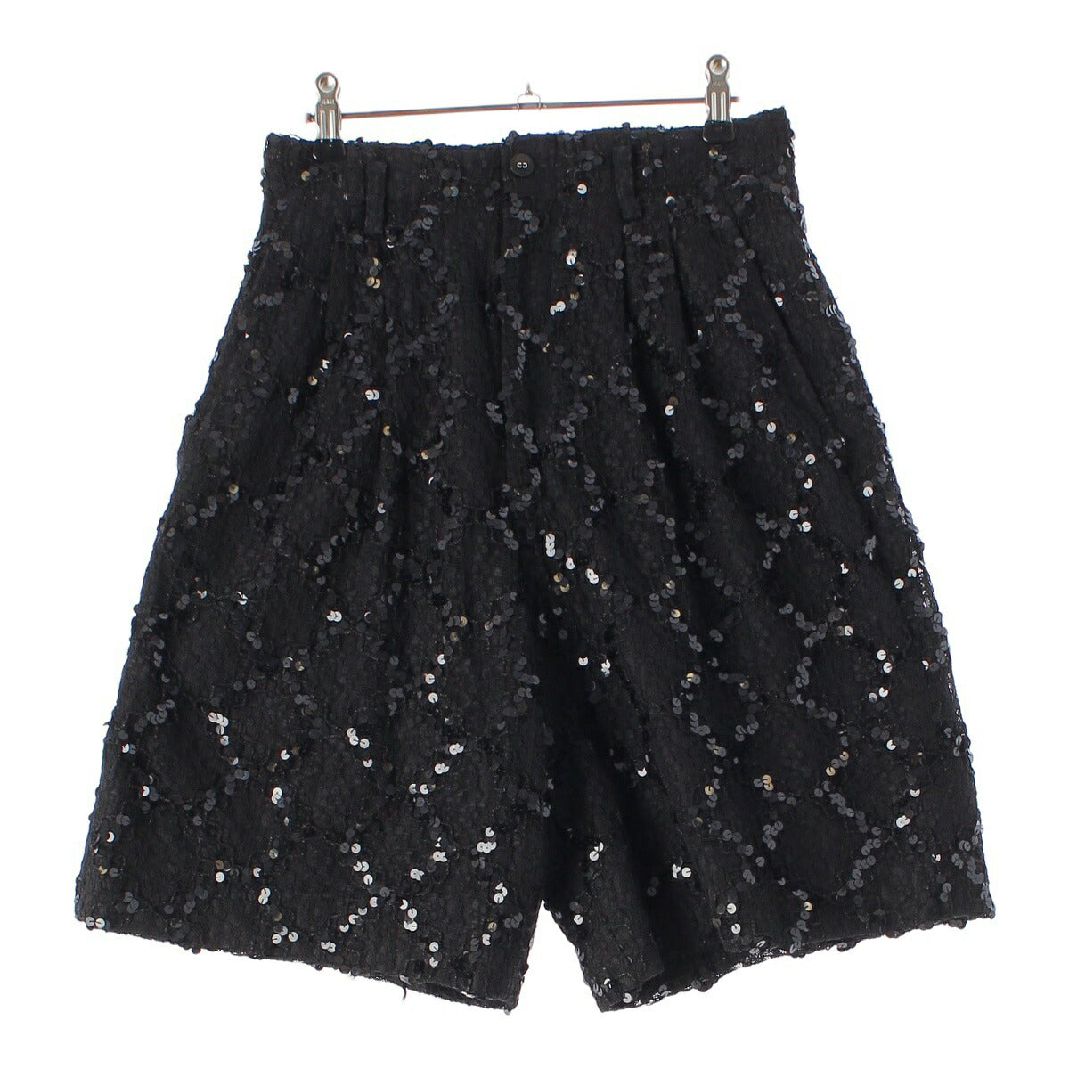 Comme des Garcons 80s Sequin Short Pants Bottoms Gold Plated-11009S Black S [Used] [Authentic Product Guaranteed]