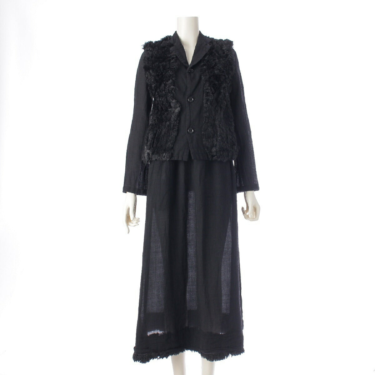 Comme des Garcons Robe de Chambre 00AW Faux Fur Wool Set RJ-040420 Black [Used] [Authentic Product Guaranteed]