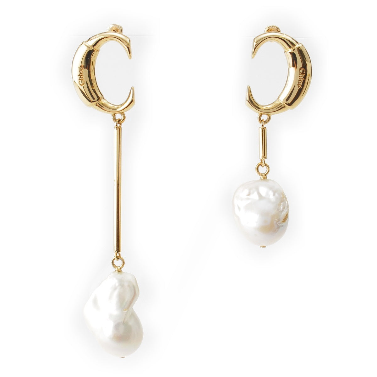 Chloe DARCEY Drop Pearl Asymmetrical Pierce CHC19SFE73CPN105TU Gold