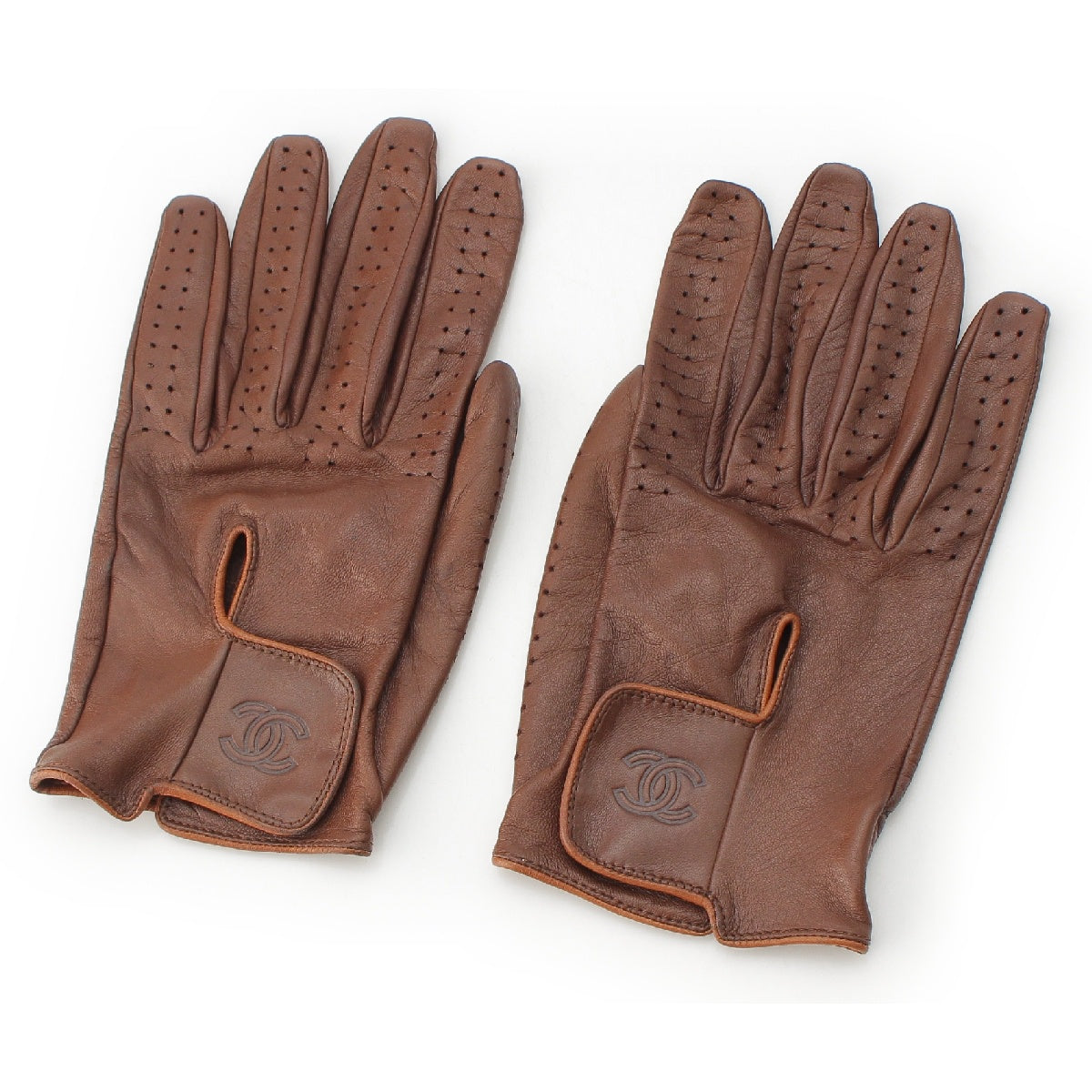 Chanel COCO Mark Lambskin Gloves Leather Gloves Gloves Leather Gloves Accessories Brown