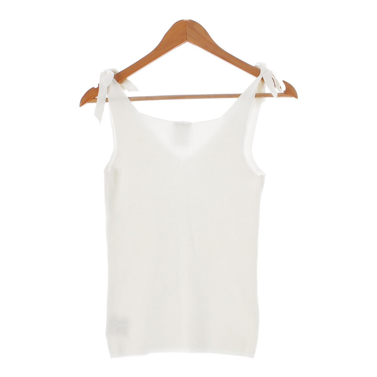 Chanel 05P COCO Mark Ribbon Knit Tank Top Camisole P25470 White 38