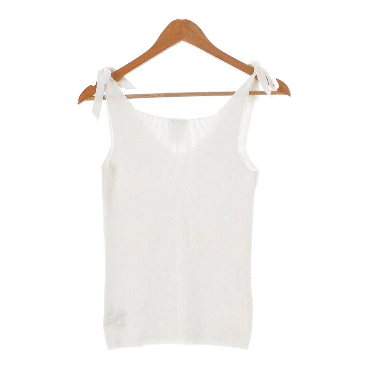 Chanel 05P COCO Mark Ribbon Knit Tank Top Camisole P25470 White 38 [Used] [Authentic Product Guaranteed]