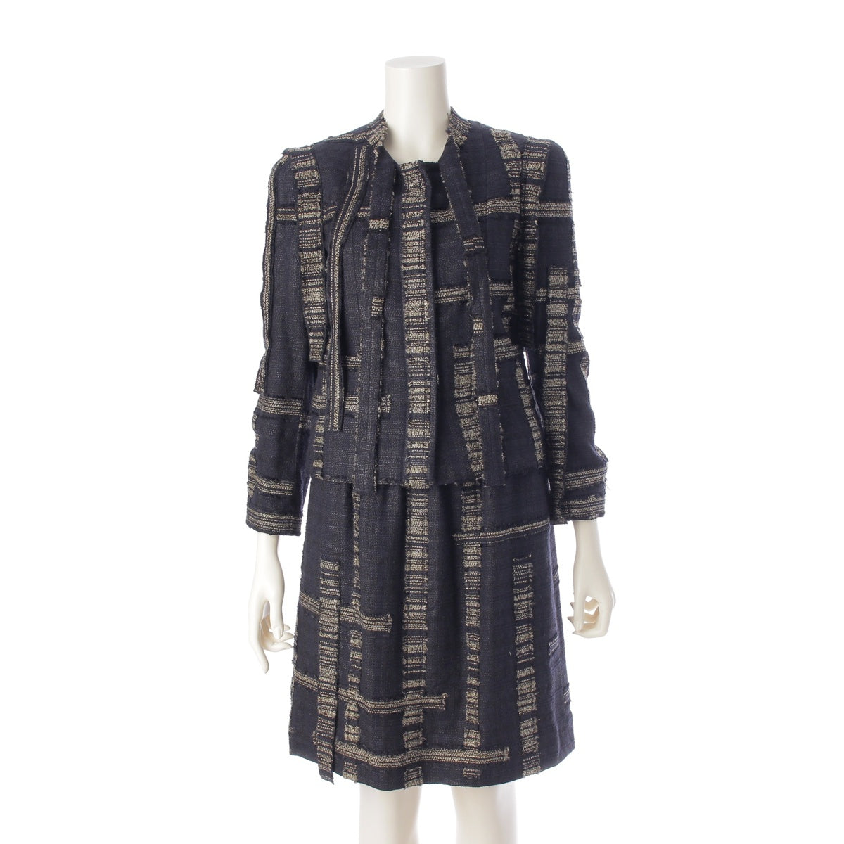 Chanel 06A Tweed Bowtie Jacket and Skirt Set P29145 Black 34