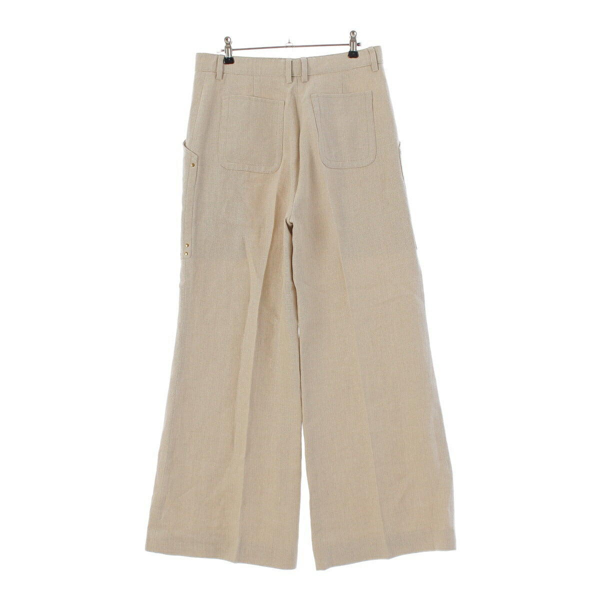 Celine Phoebe Linen Studded Flare Wide Pants 21F15 3230 Beige 42 [Used] [Authentic Guaranteed]