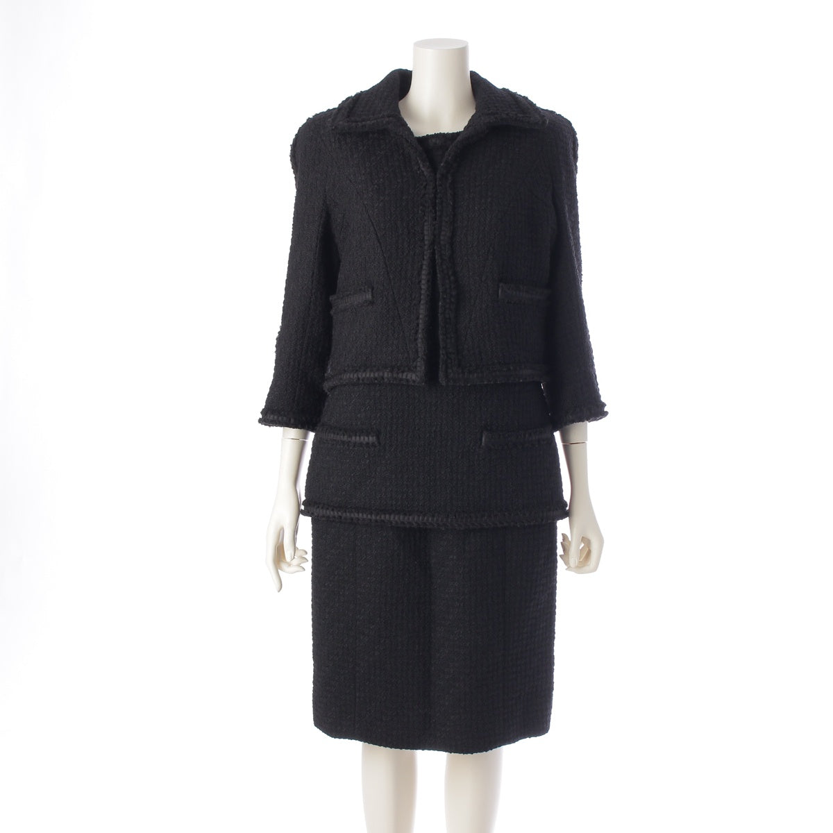 Chanel COCO Mark Lion Jacket Tops Skirt Set Black