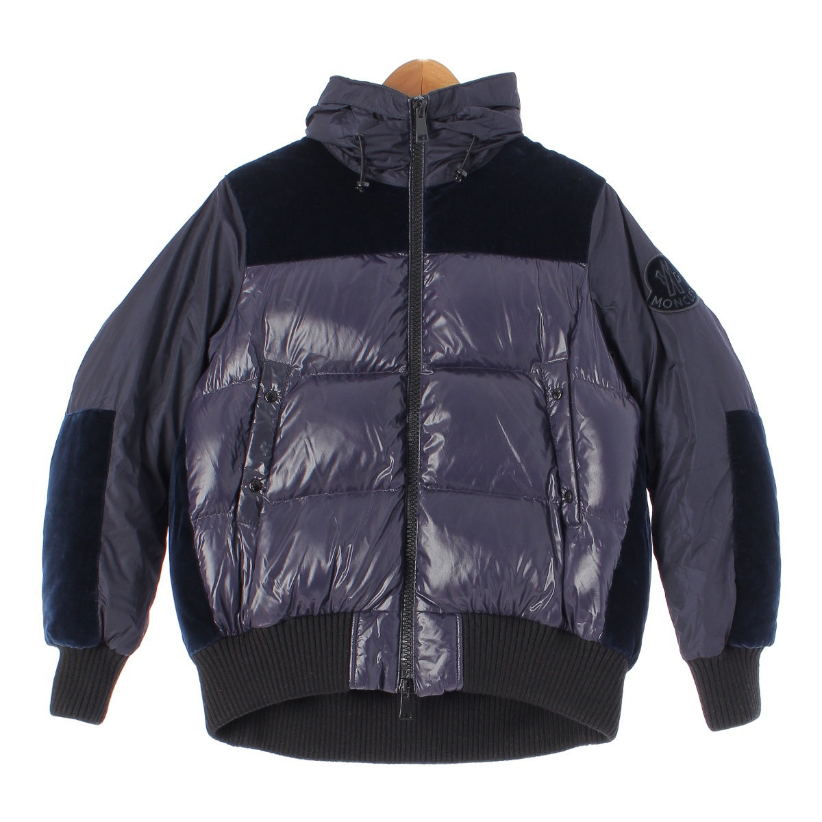 MONCLER Elanion cotton Velour switching patch Down jacket Navy 1