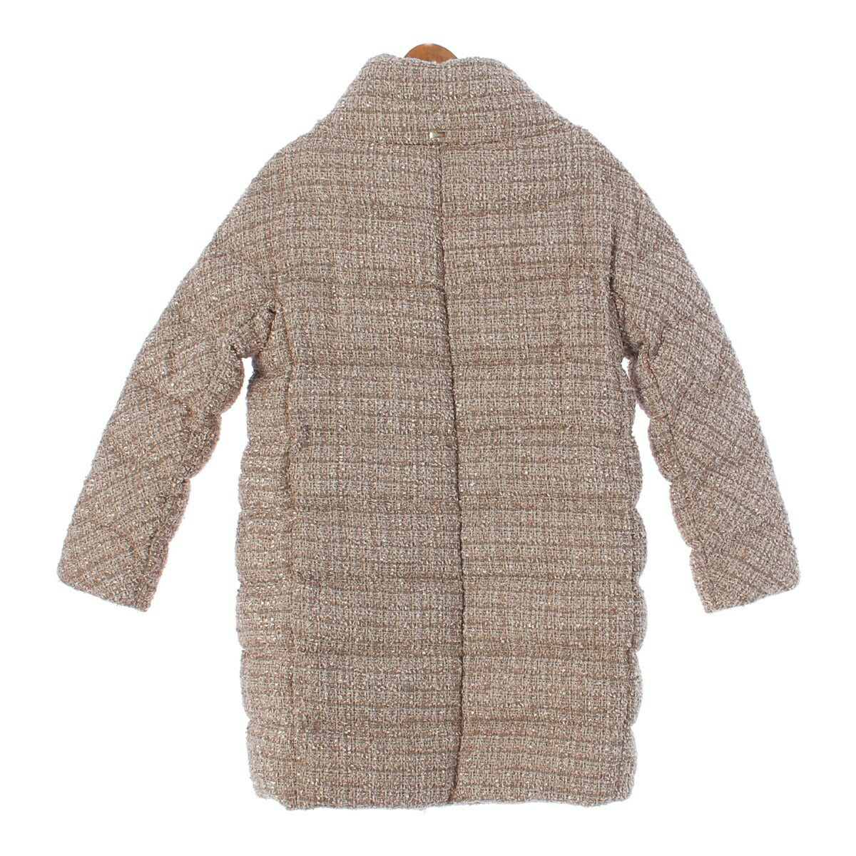 Herno 20AW Tweed Long Virgin Wool Down Coat PI1189D Beige 44 [Used] [Authentic Product Guaranteed]