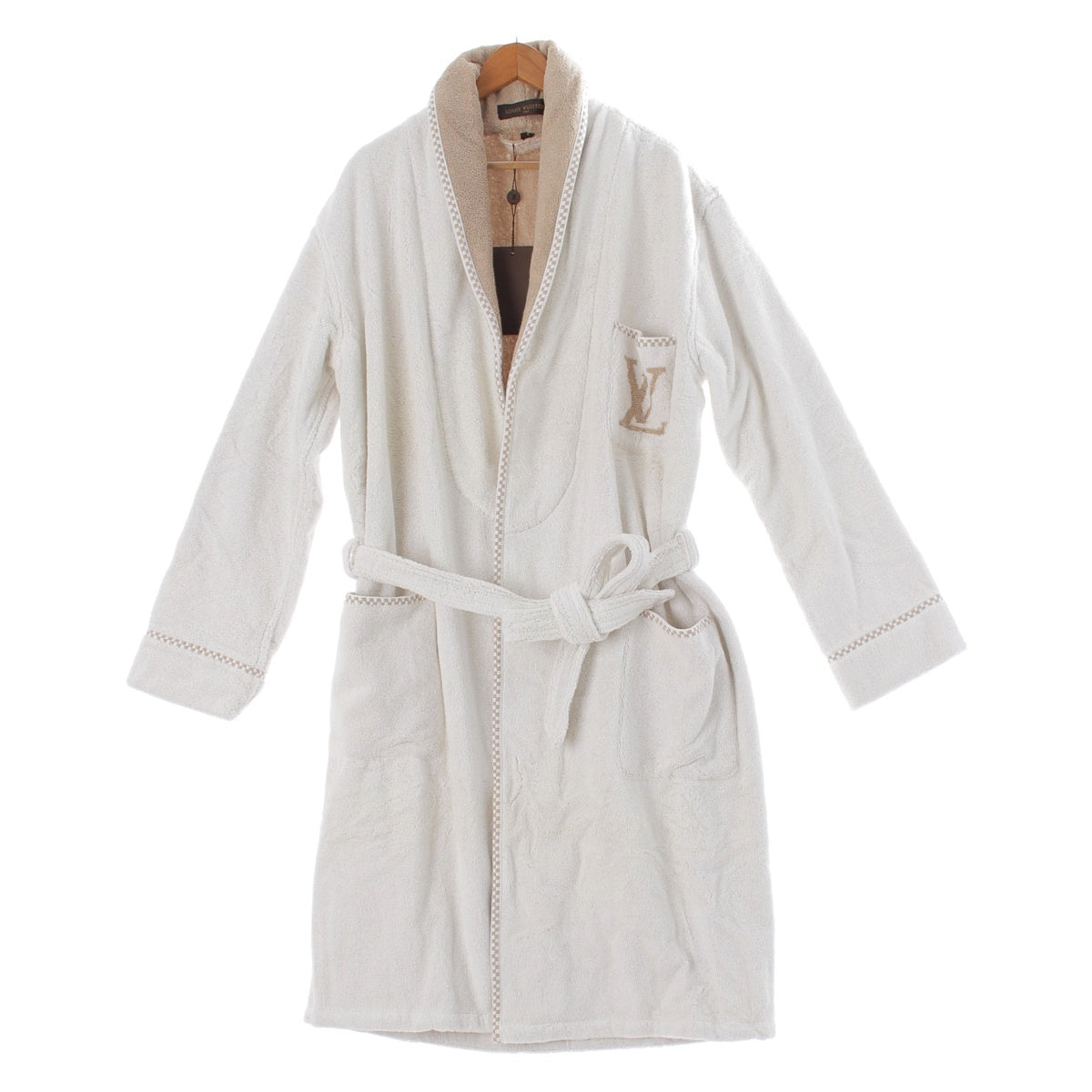 Louis Vuitton Gown Bathrobe LV Logo Monogram Damier Pile White