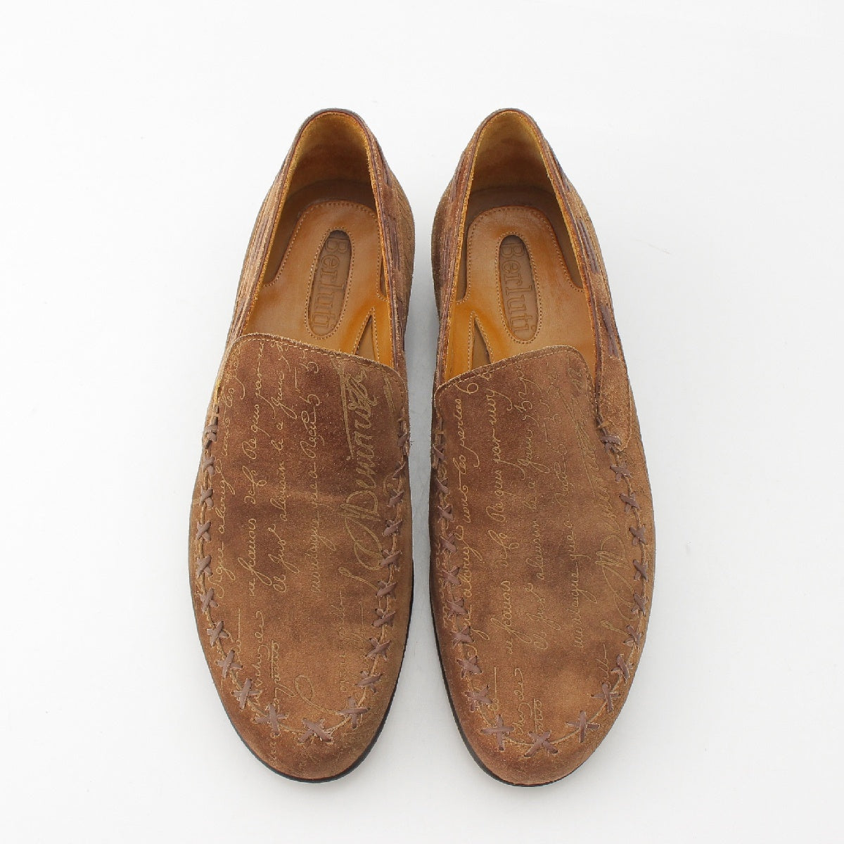 Berluti Scrit Calligraphy Federico suede Opera loafers Slip-on shoes Brown