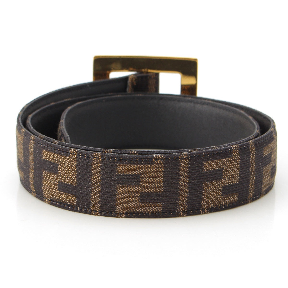 FENDI Zucca Leather canvas Vintage FFPattern Gold Metal belt Brown